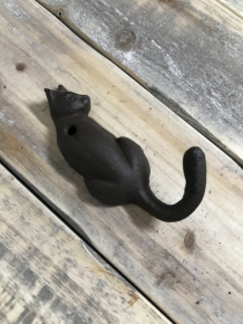 Hook with a cat, towel - and clothes holder, coat rack - hook made of cast iron