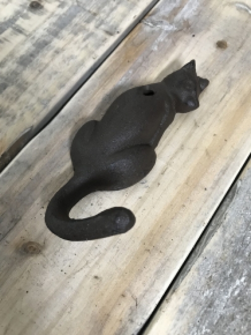 Hook with a cat, towel - and clothes holder, coat rack - hook made of cast iron