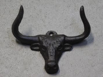 Coat stand Cow - two hooks - cast iron - dark brown