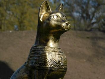 Beeld Bastet - Egyptische Godin - goud met zwart - polystone