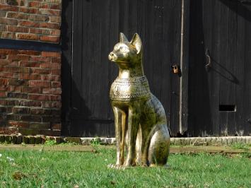 Beeld Bastet - Egyptische Godin - goud met zwart - polystone