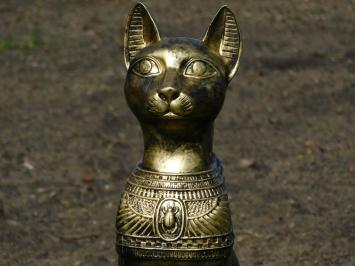 Beeld Bastet - Egyptische Godin - goud met zwart - polystone