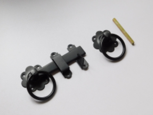 Gate lock with ring clasp round - 150mm - black