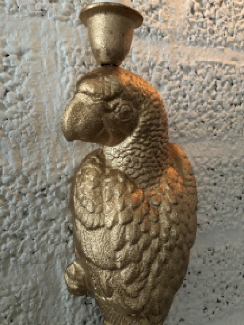 Cast iron parrot gold color, beautiful!