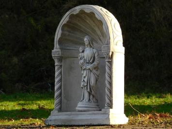 Klassische Kapelle mit Madonna und Kind – 65 cm – Grau/Weiß – Stein