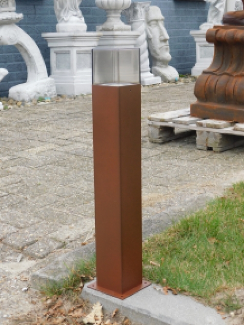 Rostfarbene/schwarze Stehlampe für den Außenbereich, Laterne, Rauchglas, 60cm, Aluminium