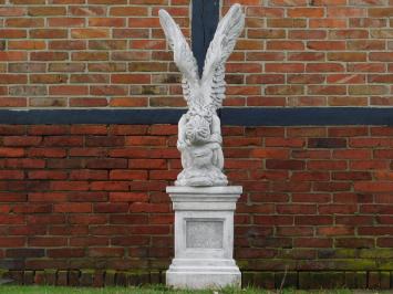 Knielende Engel op Sokkel - 170 cm - Volledig Steen