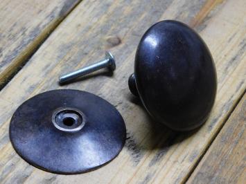 Knop met Rozet - 50 mm - Antiek Messing - Holle Knop