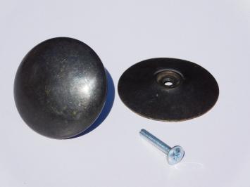 Knop met Rozet - 50 mm - Antiek Messing - Holle Knop