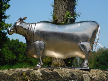 Statue Cow - metal - chrome colour
