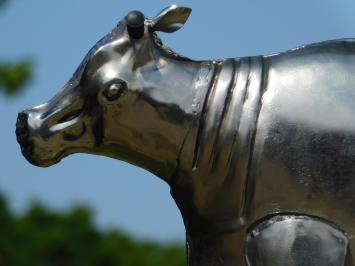 Statue Cow - metal - chrome colour