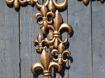 Large Cross with French Lilies - Metal - Black with Bronze - Wall ornament