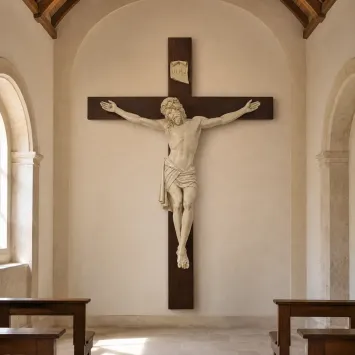 Antikes Kruzifix INRI mit Jesus – monumentales Wandbild – 300 cm