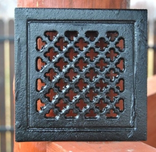 Haard ventilatierooster vierkant, gietijzer - zwart