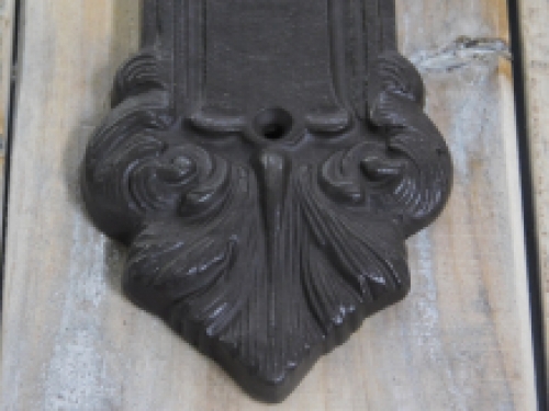 1 heavy Long door plate with cylinder lock keyhole, PZ92 mm antique iron brown- founding era historicism.