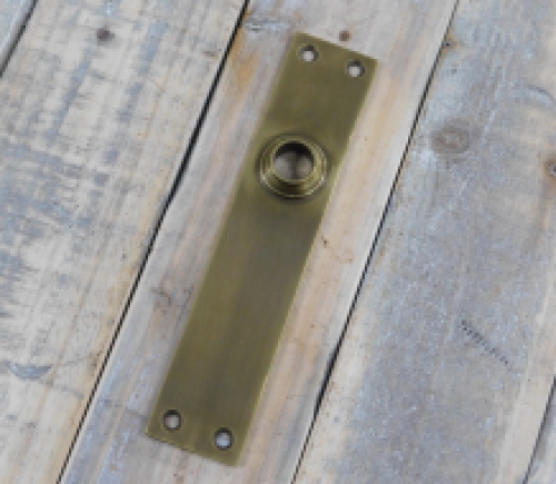 1 Long door plate, brass patinated, ''cova'', closed plate.