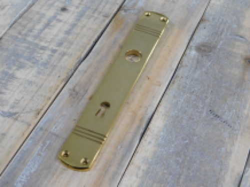 1 Long door plate, ''Laudi'' in polished brass, 1930s style, beautiful.