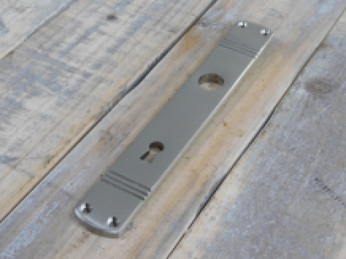 1 Long door plate ''Laudi'' in nickel matt, 1930s style, room door lock suitable bb72.