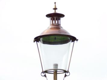 Gartenlampe, gusseiserner Laternenpfahl mit Schirm, grün, klassisch