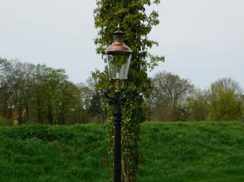 Garden lamp, cast iron lamp post with shade, green, classic