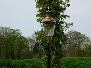 Garden lamp, cast iron lamp post with shade, green, classic