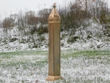 Large Metal Lantern with Glass | Standing or Hanging | Gold coloured | 110 cm high