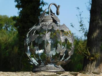 Lantern with Butterflies - Metal - Round - Lighting included