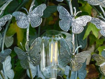 Lantern with Butterflies - Metal - Round - Lighting included