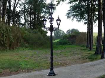 Classic Lamppost XL with 4 Shades – 315 cm - Black – Aluminium – Ornate Garden Lamp