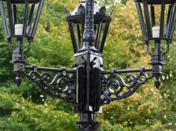 Classic Lamppost XL with 4 Shades – 315 cm - Black – Aluminium – Ornate Garden Lamp