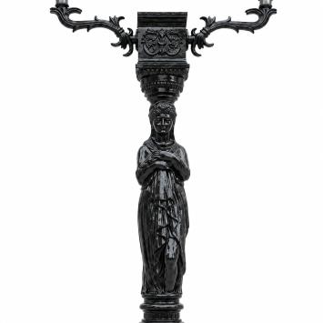 Unique Lamppost Cast Iron with Woman - 320 cm high - black