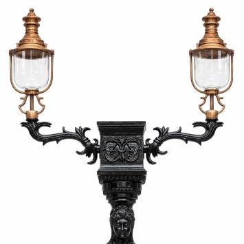 Unique Lamppost Cast Iron with Woman - 320 cm high - black