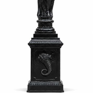 Unique Lamppost Cast Iron with Woman - 320 cm high - black