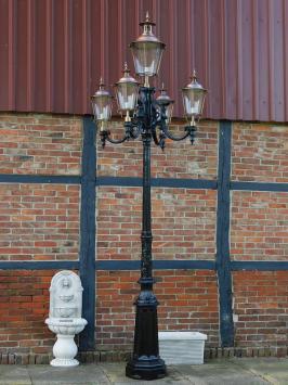 One-off: XXL lamppost - 380 cm - Black post with copper caps