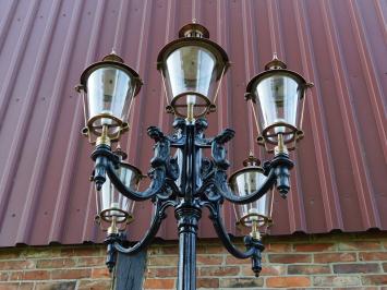 One-off: XXL lamppost - 380 cm - Black post with copper caps