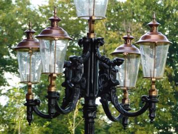 One-off: XXL lamppost - 380 cm - Black post with copper caps