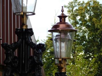 One-off: XXL lamppost - 380 cm - Black post with copper caps