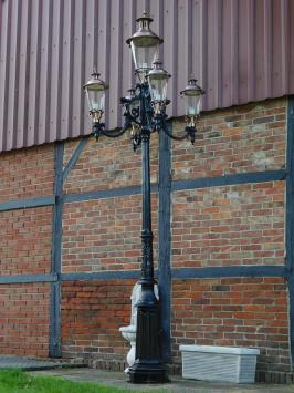 One-off: XXL lamppost - 380 cm - Black post with copper caps