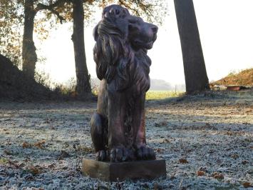 Zittende leeuw - polystone - links kijkend - koperlook