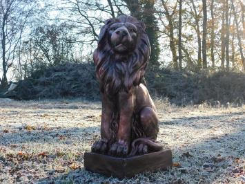 Seated lion - polystone - left looking - copper look