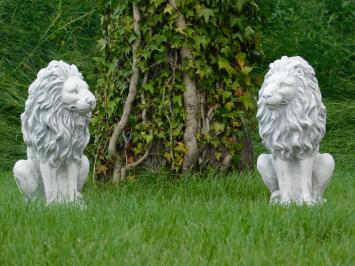 Steinlöwen-Set - links und rechts - Gartenstatuen