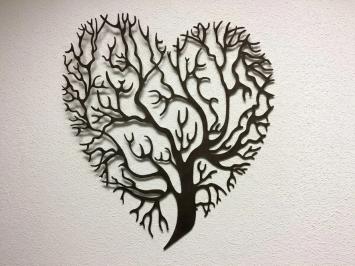 Tree of Life Wall Ornament, Heart-Shaped - 62x60 cm - Brown Metal - Wall Decor