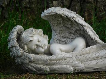 Schlafender Engel mit Flügeln - Beige - Polystone
