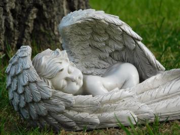 Schlafender Engel mit Flügeln - Beige - Polystone
