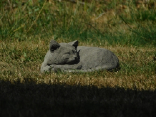 Liegende Katze - Stein - grau