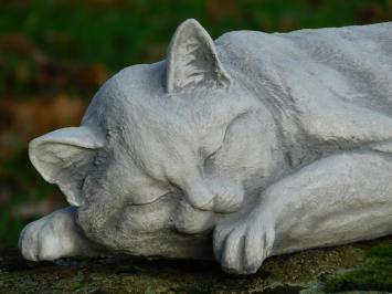 Statue Liegender Kater - Stein - für innen und außen