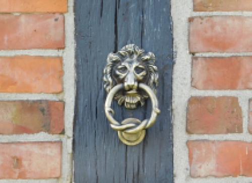 Doorknocker lion, antique iron - black/brass colour