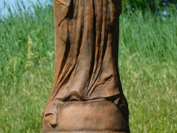 Maria Beeld op Sokkel – 128 cm – Vol Steen in Oxide – Biddende Maria
