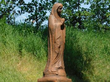 Maria Beeld op Sokkel – 128 cm – Vol Steen in Oxide – Biddende Maria