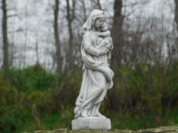 Statue of Mary with Child - Solid Stone - White with Grey